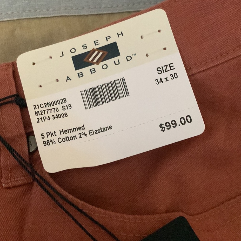 Joseph Abboud Salmon Chino 34x30 NWT - Picture 3 of 5